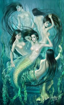 Desnudo Painting - Yuehui Tang Sirena desnuda china